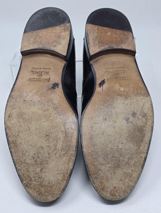 Johnston Murphy Men Italian Black Leather Penny Loafers Slip-on Size 9 Pre-owned main image 8